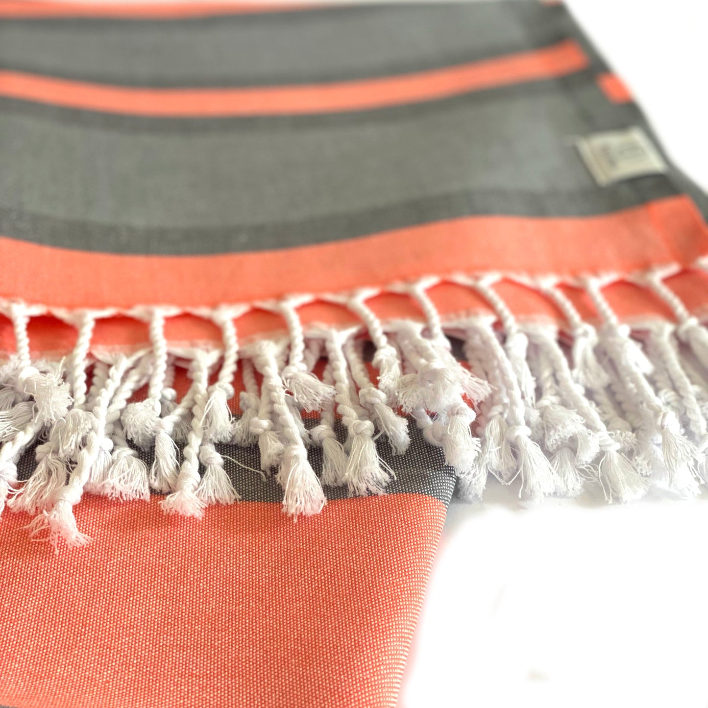 samara gray - orange turkish towel by eco hilana