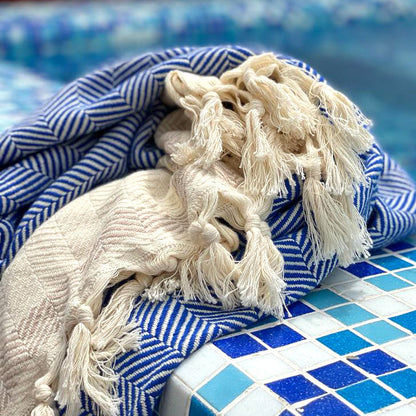 Pipa Sustainable Hand-loomed Throw Blanket - Blue by Eco Hilana