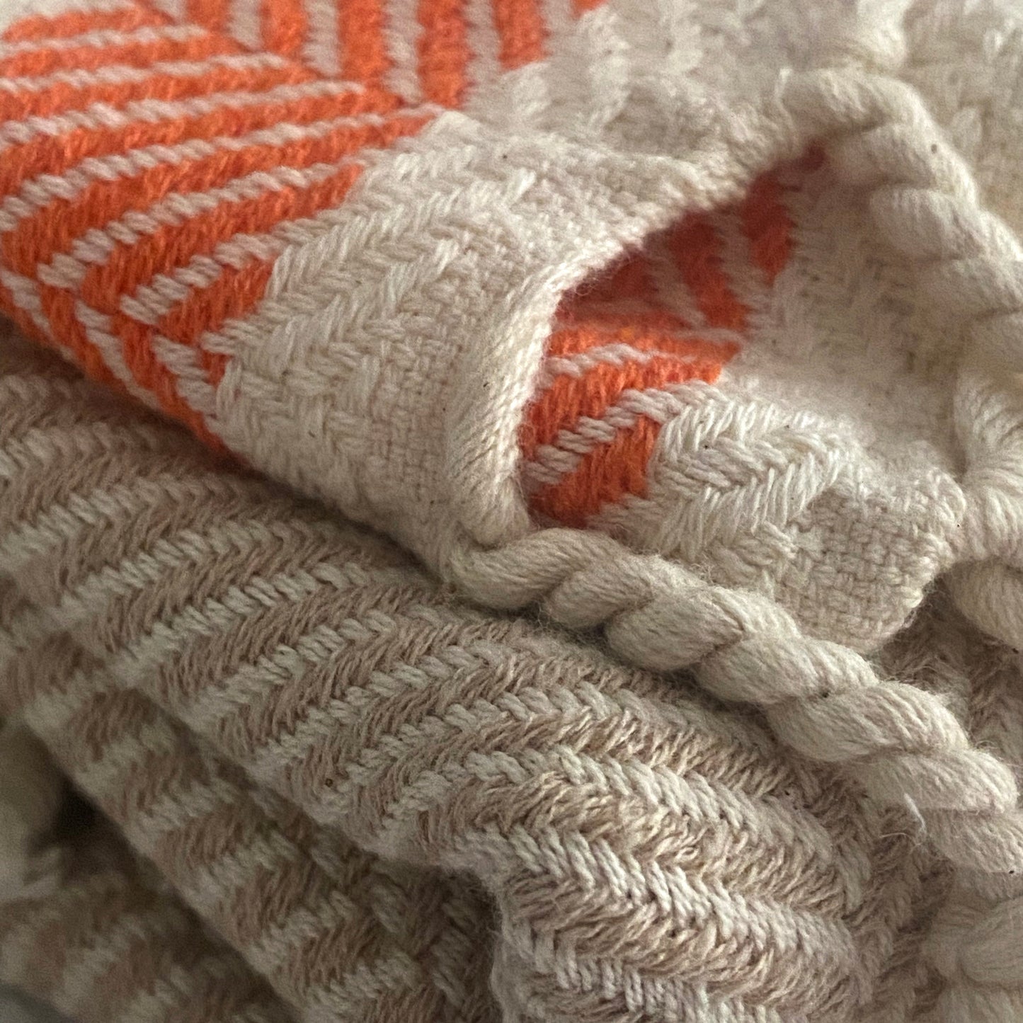 pipa sustainable hand-loomed throw blanket - beige by eco hilana