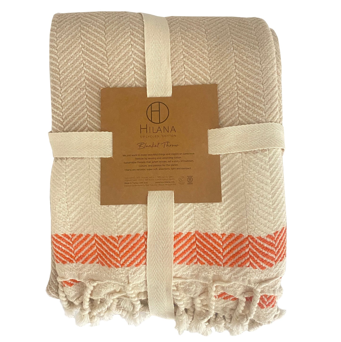 pipa sustainable hand-loomed throw blanket - beige by eco hilana