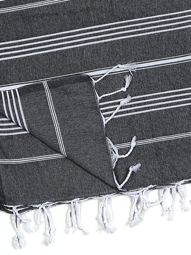 pure series: sustainable turkish towel - black by eco hilana