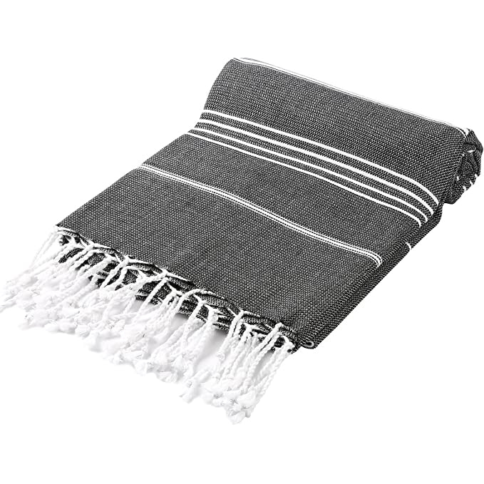 pure series: sustainable turkish towel - black by eco hilana