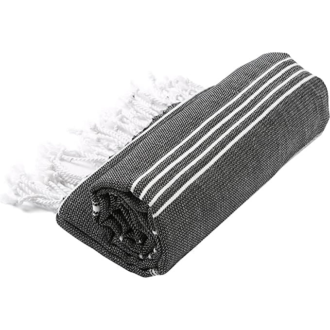 pure series: sustainable turkish towel - black by eco hilana