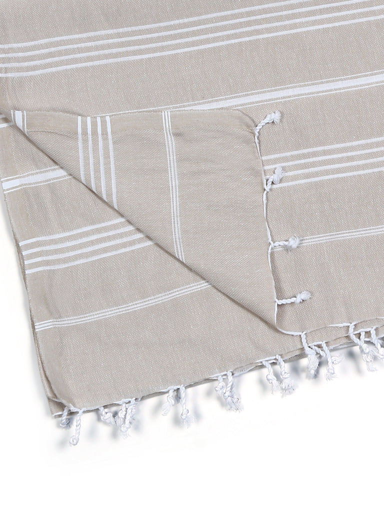 pure series sustainable turkish towel beige by eco hilana