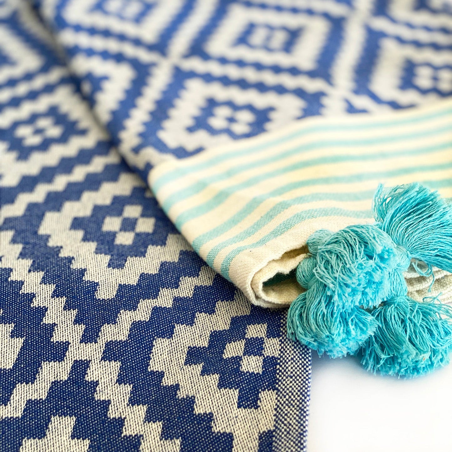 merida turkish towel / blanket - blue by eco hilana