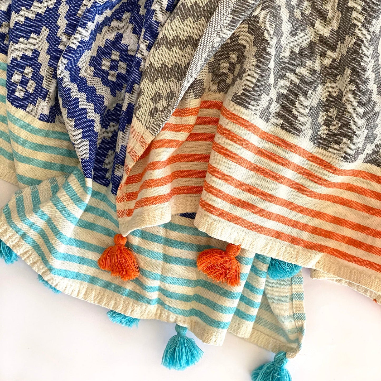 merida turkish towel / blanket - blue by eco hilana