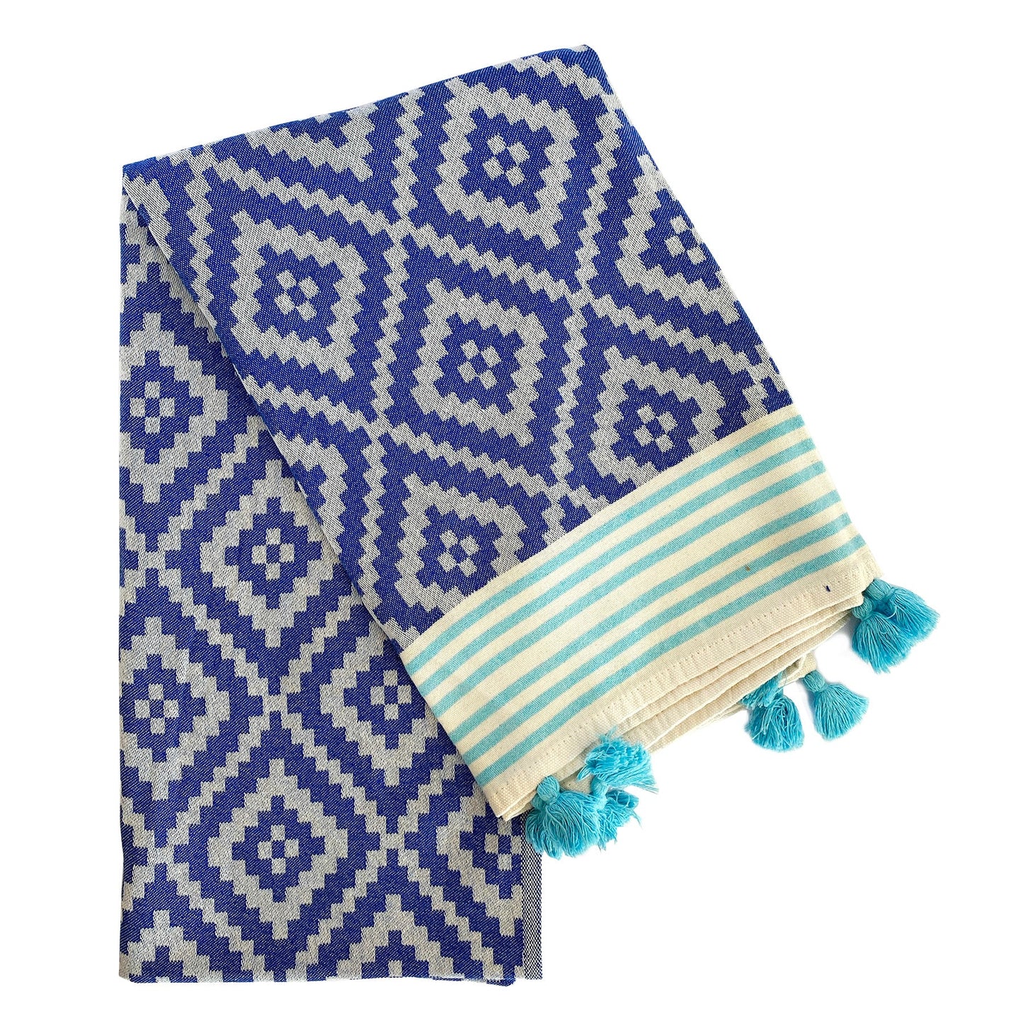 merida turkish towel / blanket - blue by eco hilana