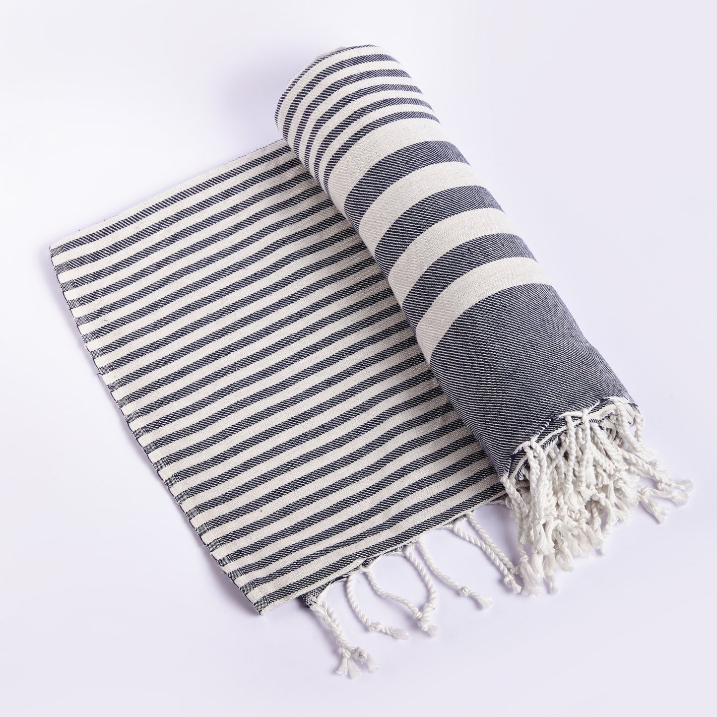 fethiye striped blanket throw - blue by eco hilana