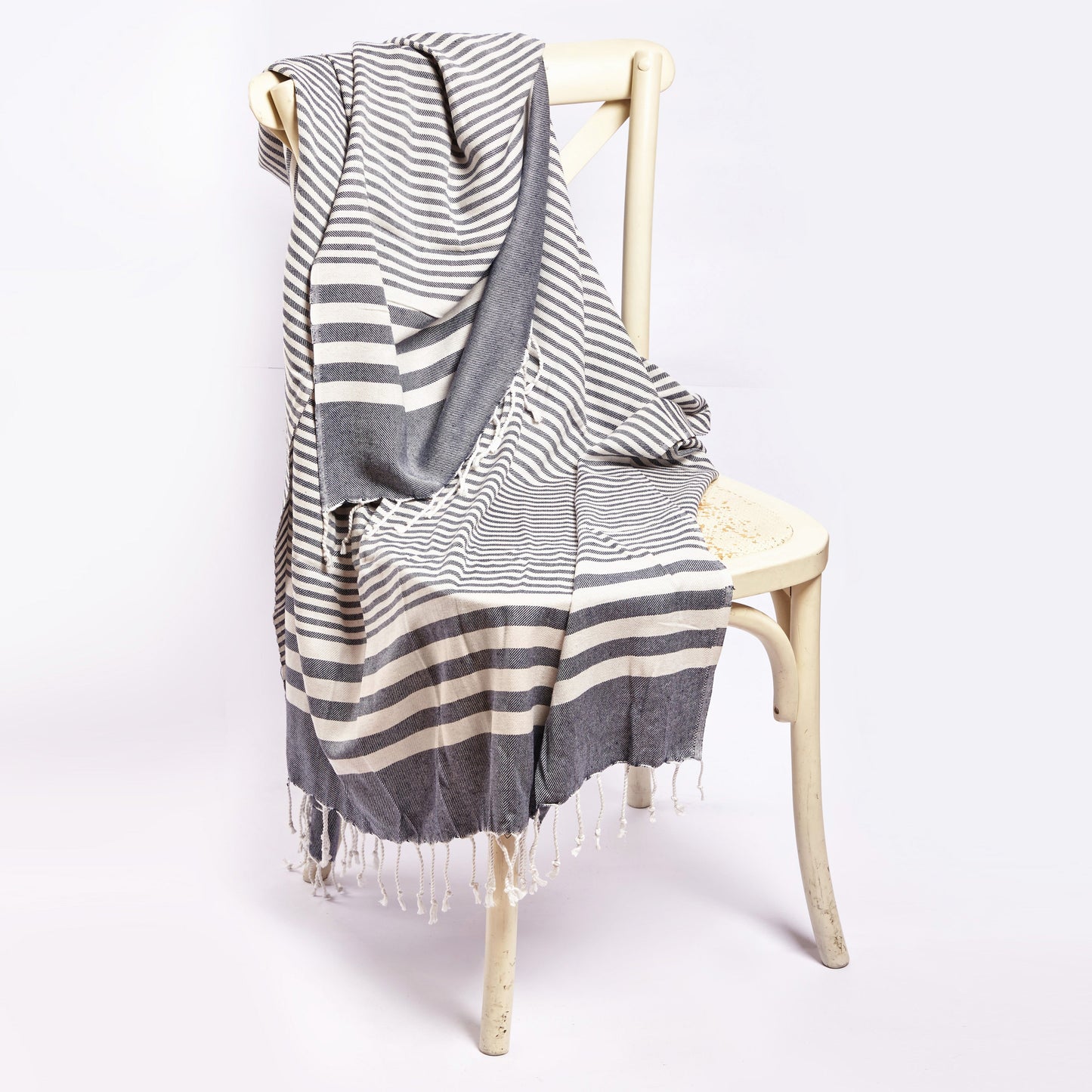 fethiye striped blanket throw - blue by eco hilana