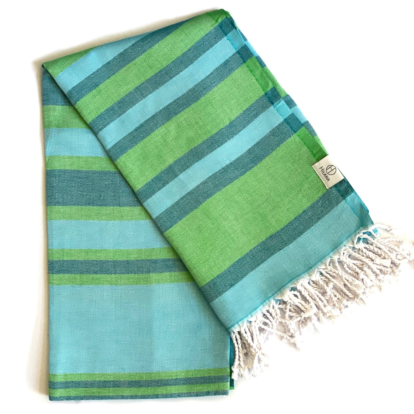 samara striped sustainable turkish towel  green by eco hilana