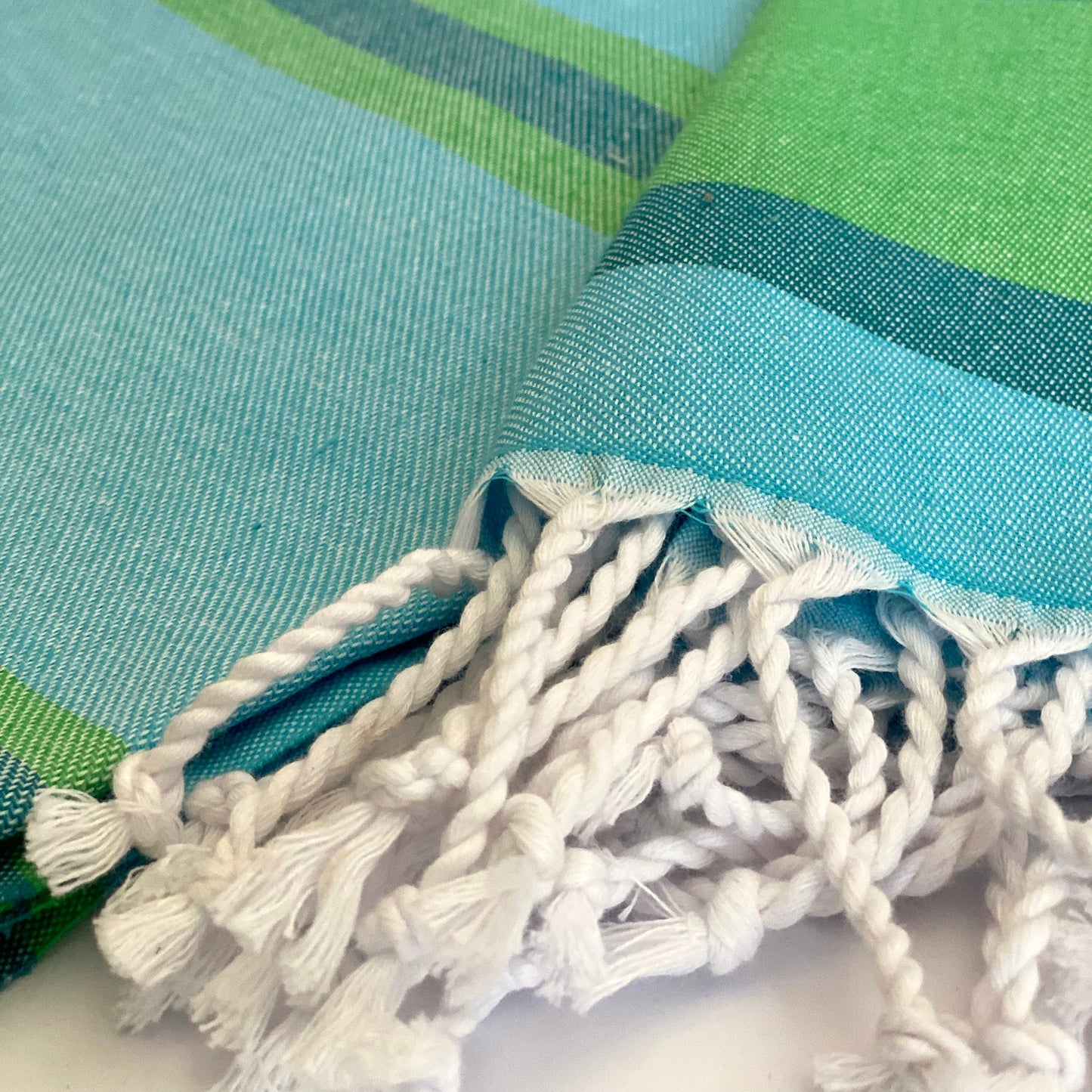 samara striped sustainable turkish towel  green by eco hilana