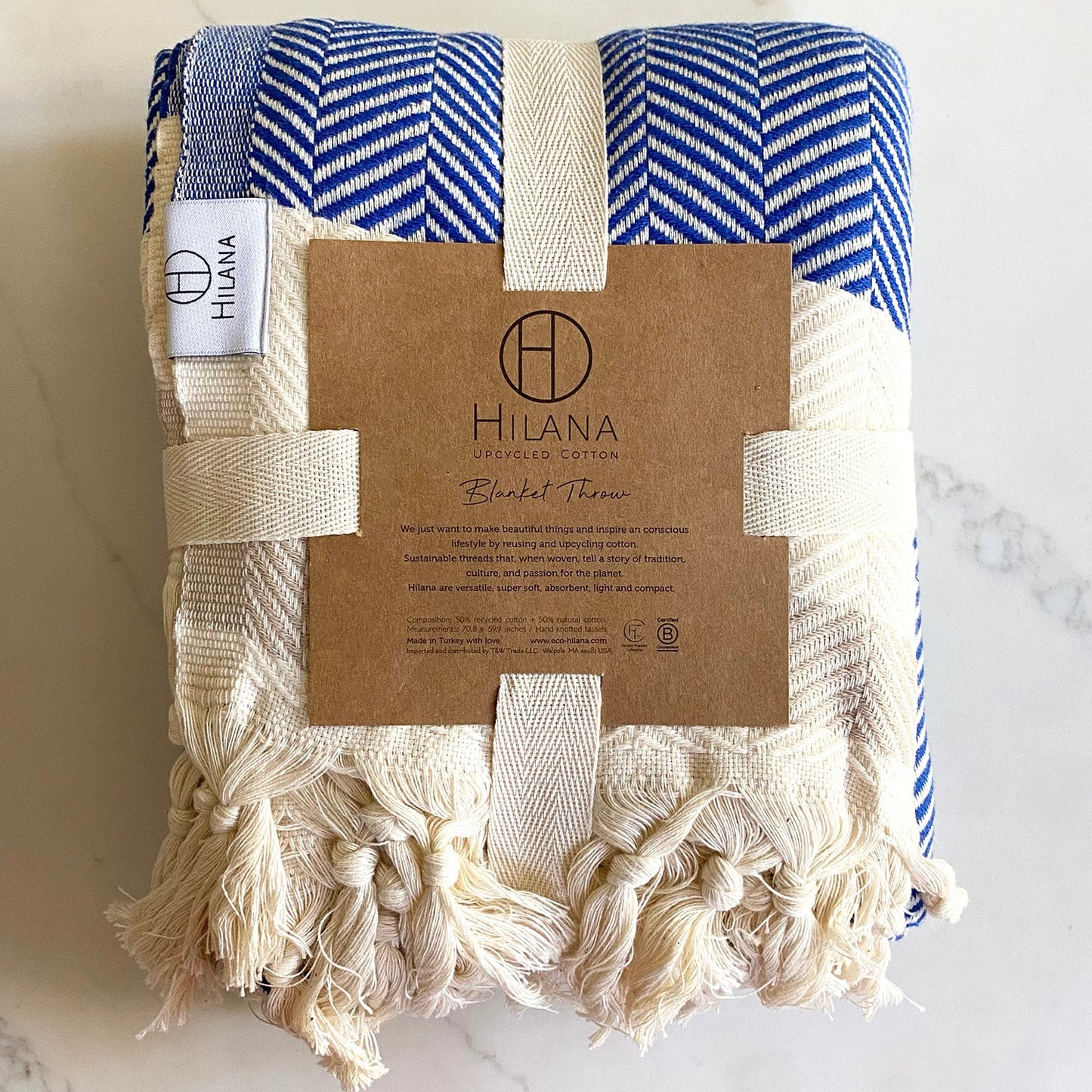 pipa sustainable hand-loomed throw blanket - blue by eco hilana