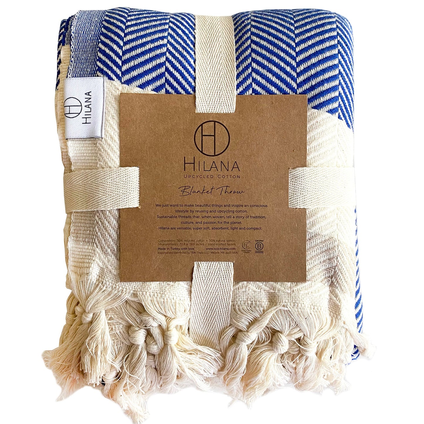 pipa sustainable hand-loomed throw blanket - blue by eco hilana