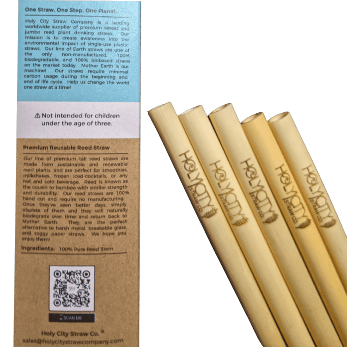 holy city straw tall premium reusable reed straws - 5 ct box by farm2me