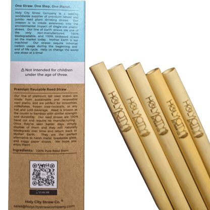 Holy City Straw Tall Premium Reusable Reed Straws - 5 ct box by Farm2Me