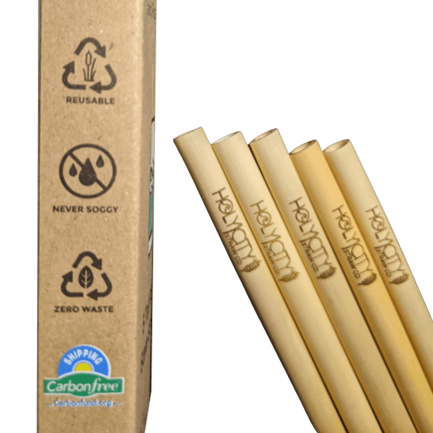 holy city straw tall premium reusable reed straws - 5 ct box by farm2me