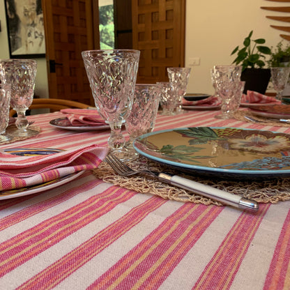 Andana Striped Tablecloth Set - Magenta by Eco Hilana