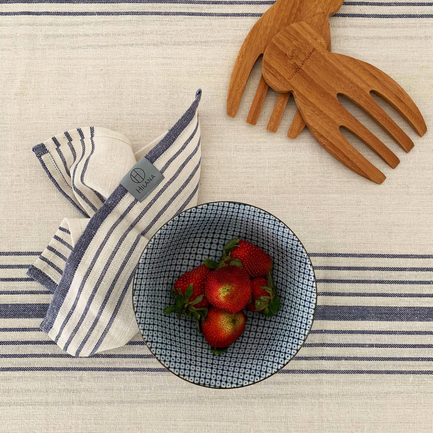 sustainable kayseri tablecloth set - blue by eco hilana