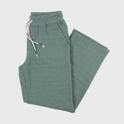 Wide Leg Herringbone Flex Pants | Calathea Green by Happy Earth