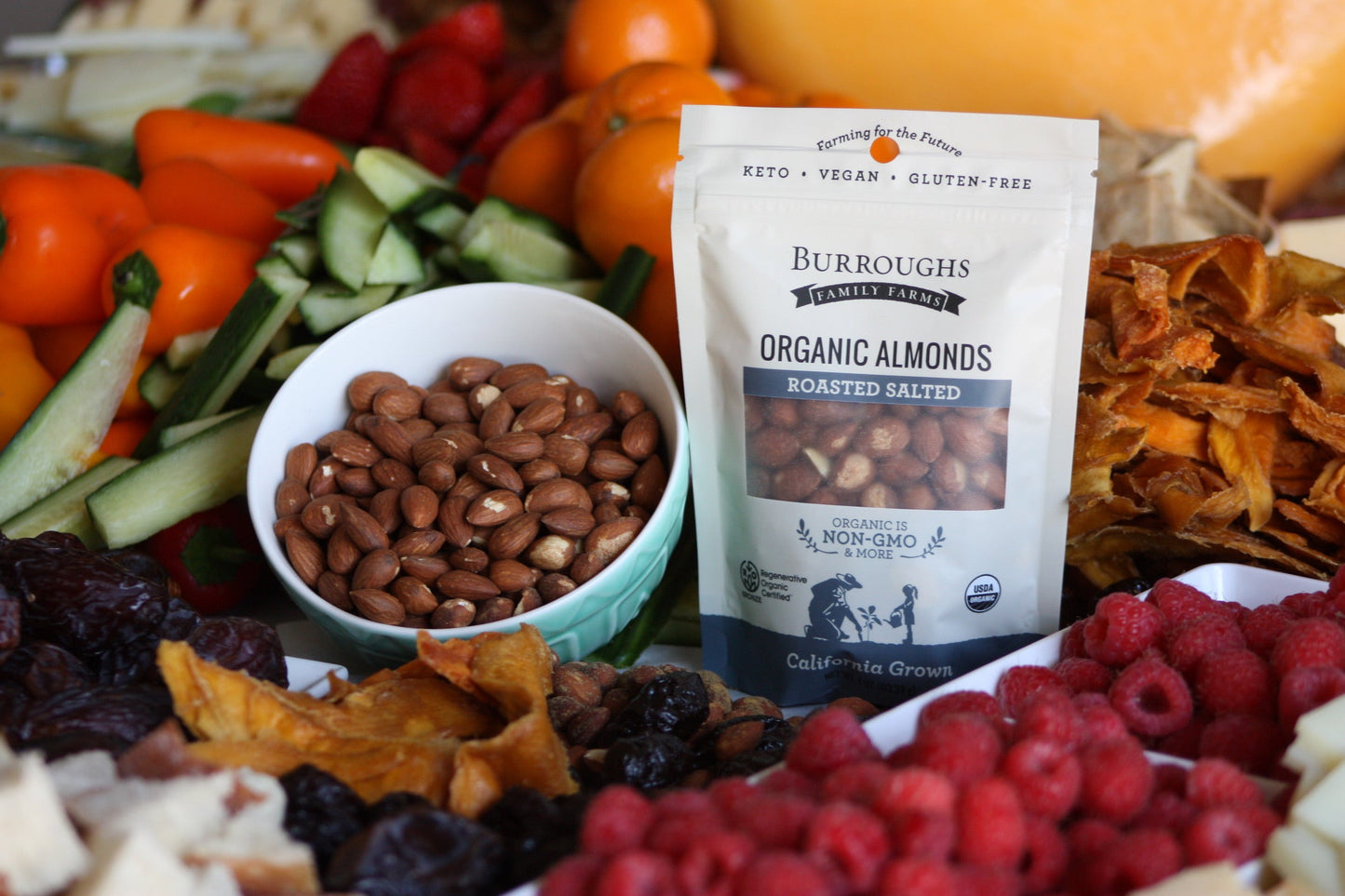 regenerative organic roasted salted almonds by burroughs family farms