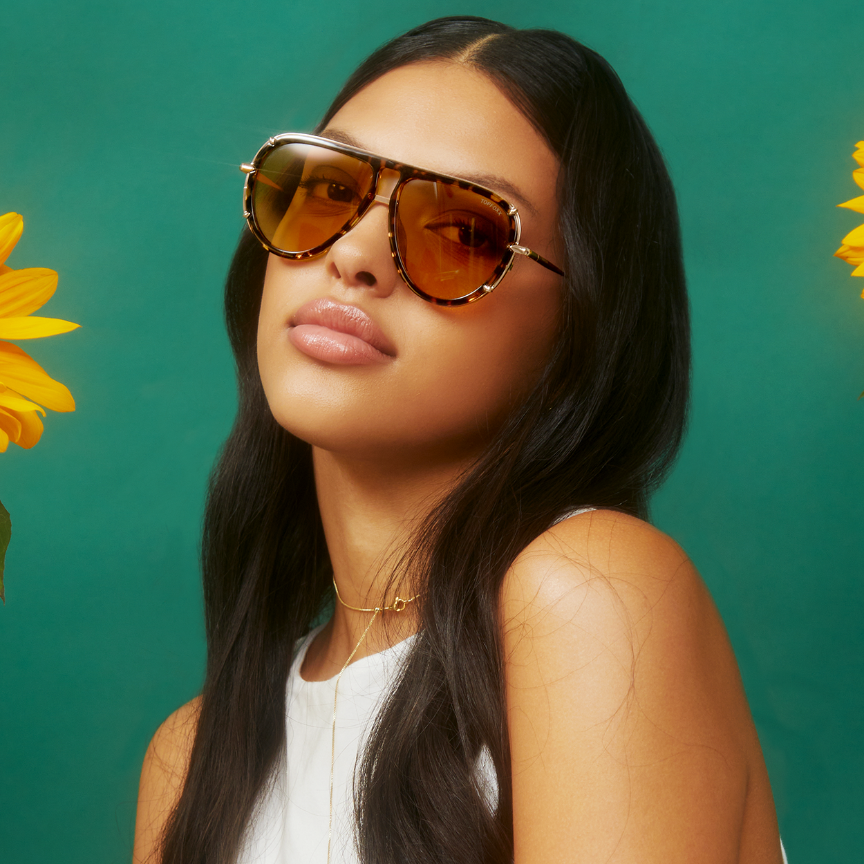 ivy luxe - yellow tangle-free round aviator sunglasses by topfoxx