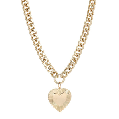 CURB CHAIN & HEART PENDANT NECKLACE by eklexic