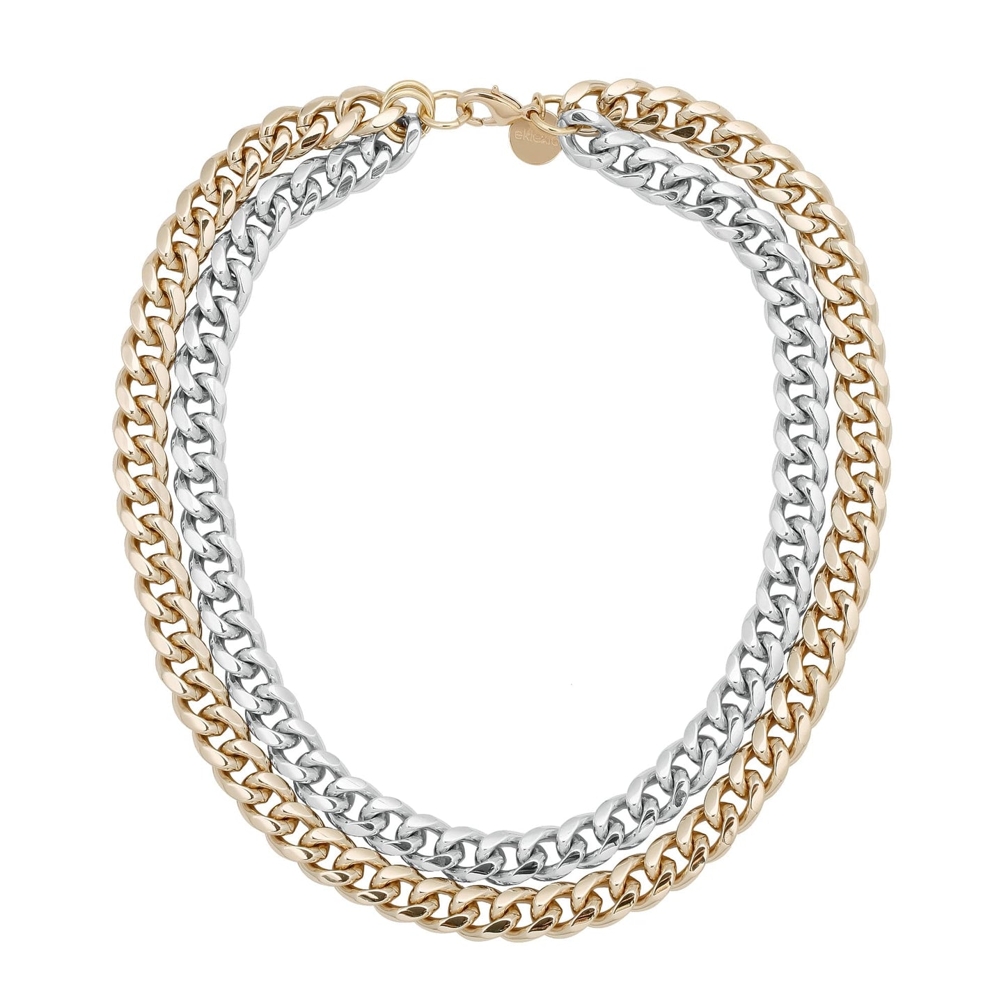 two-toned double curb chain necklace by eklexic