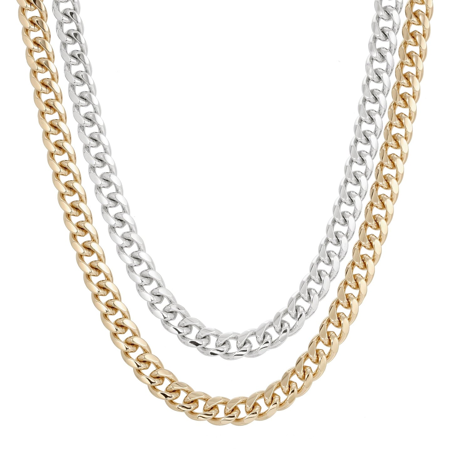 two-toned double curb chain necklace by eklexic