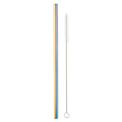 Iridescent Stainless Steel Straw And Brush Set in Bag | Eco-Friendly and Reusable | Giftable by The Bullish Store