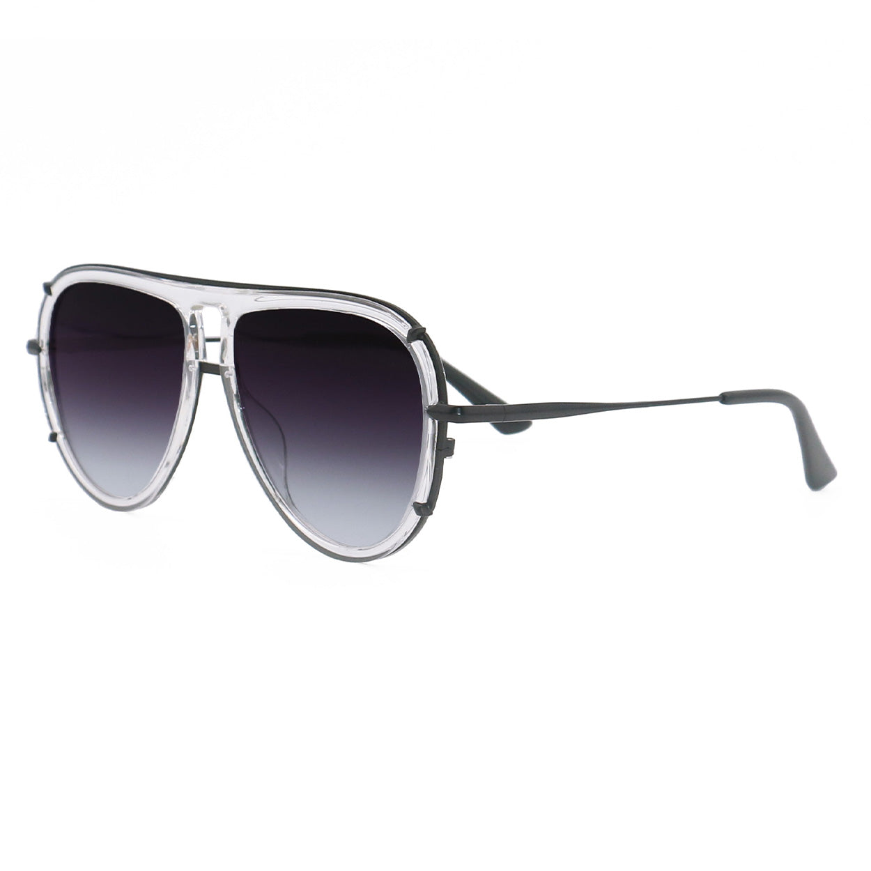 ivy luxe - clear black tangle-free round aviator sunglasses by topfoxx