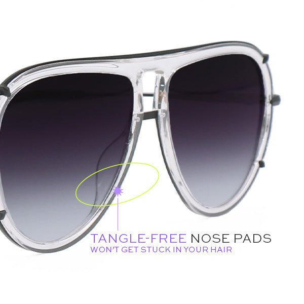 ivy luxe - clear black tangle-free round aviator sunglasses by topfoxx