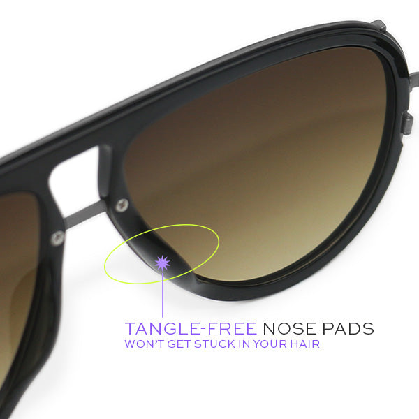 ivy luxe - olive tangle-free round aviator sunglasses by topfoxx