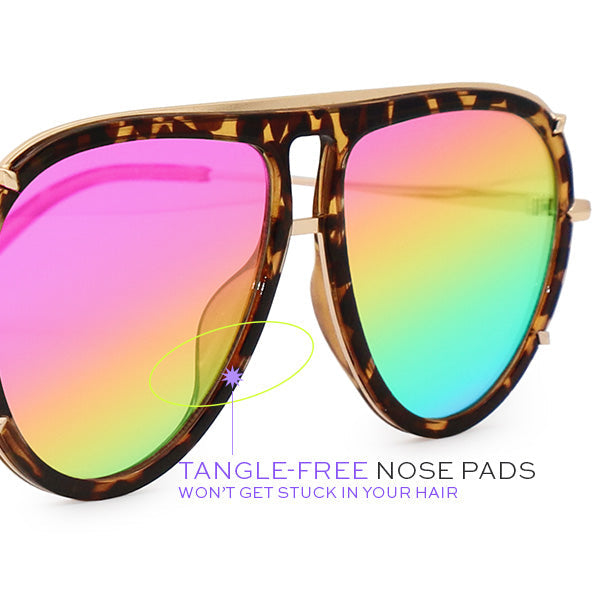 ivy luxe - pride tangle-free round aviator sunglasses by topfoxx