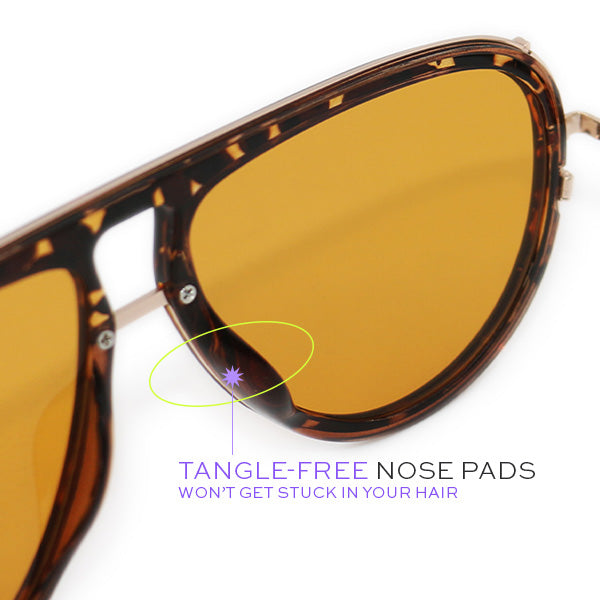 ivy luxe - yellow tangle-free round aviator sunglasses by topfoxx