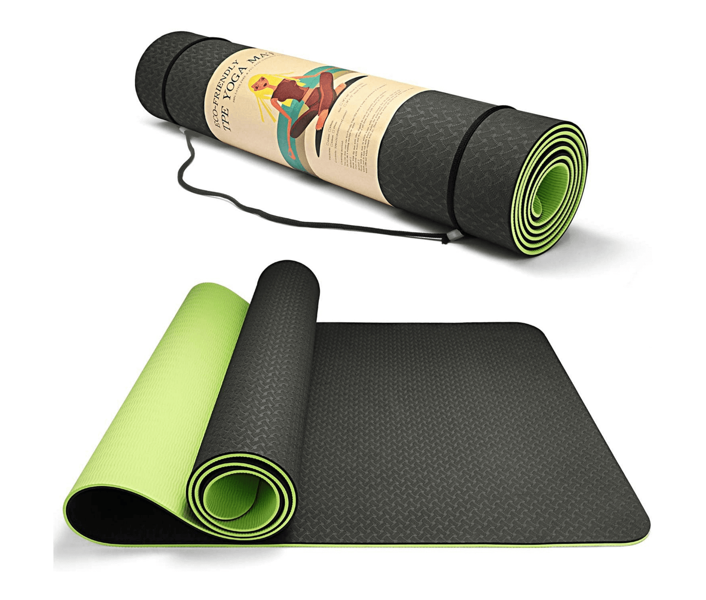 eco friendly reversible color yoga mat with carrying strap by jupiter gear