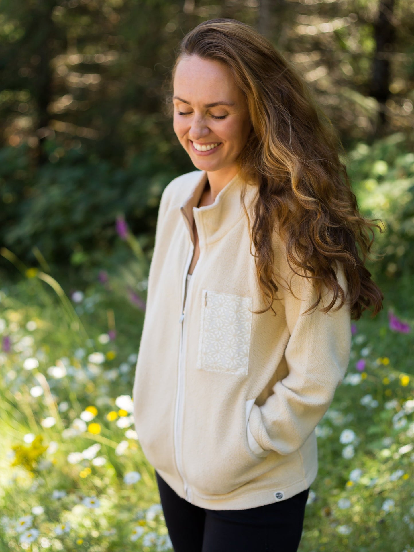 daisies sherpa jacket by happy earth