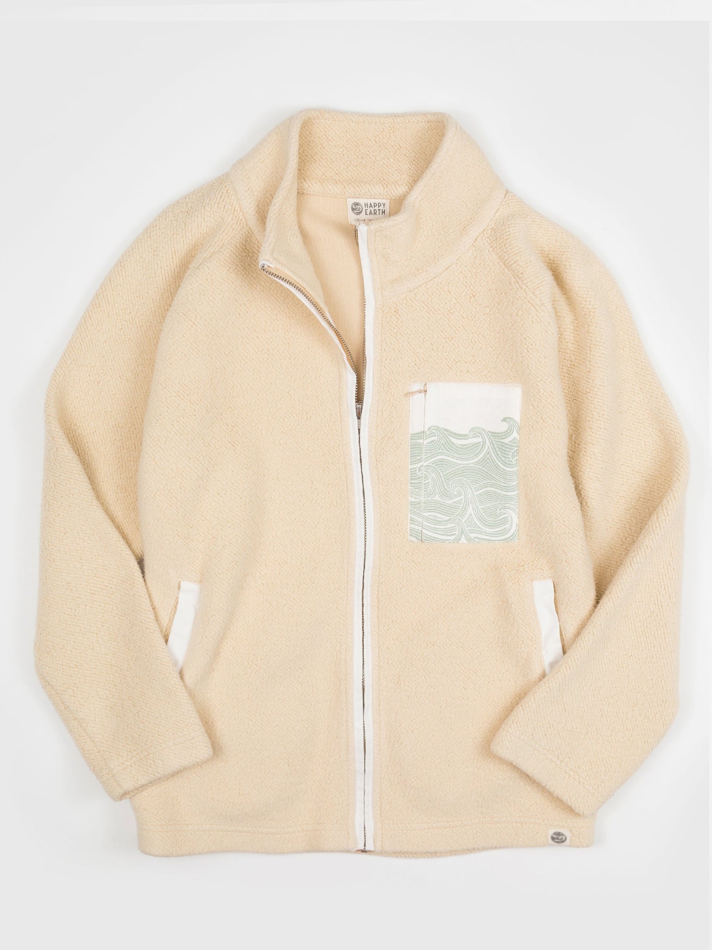 ocean waves sherpa jacket by happy earth