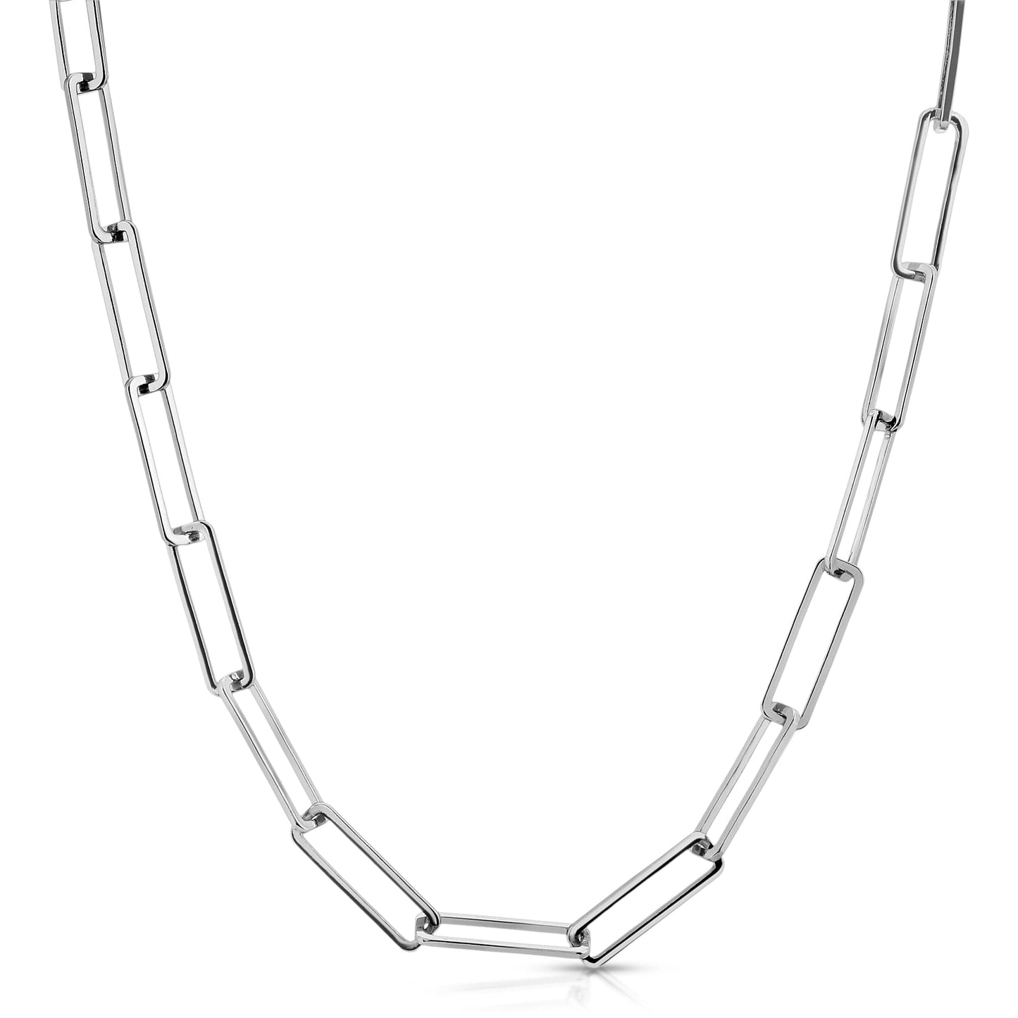 silver large rectangle link chain by eklexic