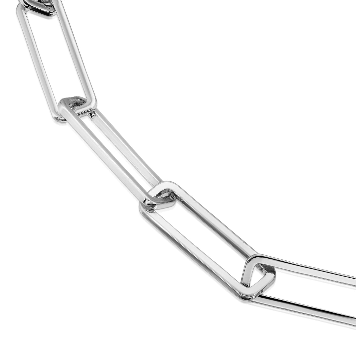 silver large rectangle link chain by eklexic