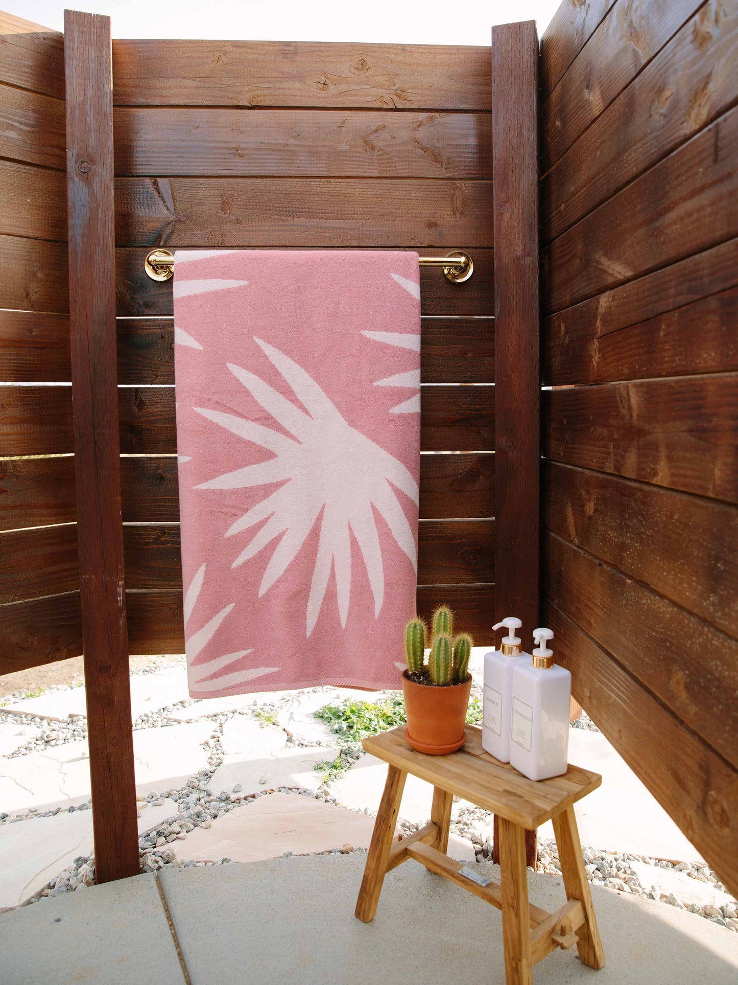 pink agave cabana beach towel by laguna beach textile company