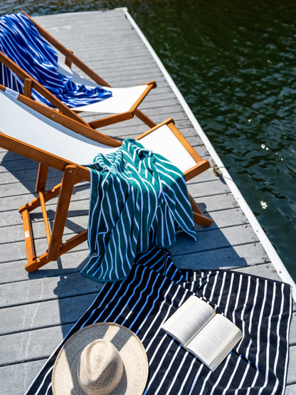 Royal Blue Pinstripe Cabana Beach Towel by Laguna Beach Textile Company