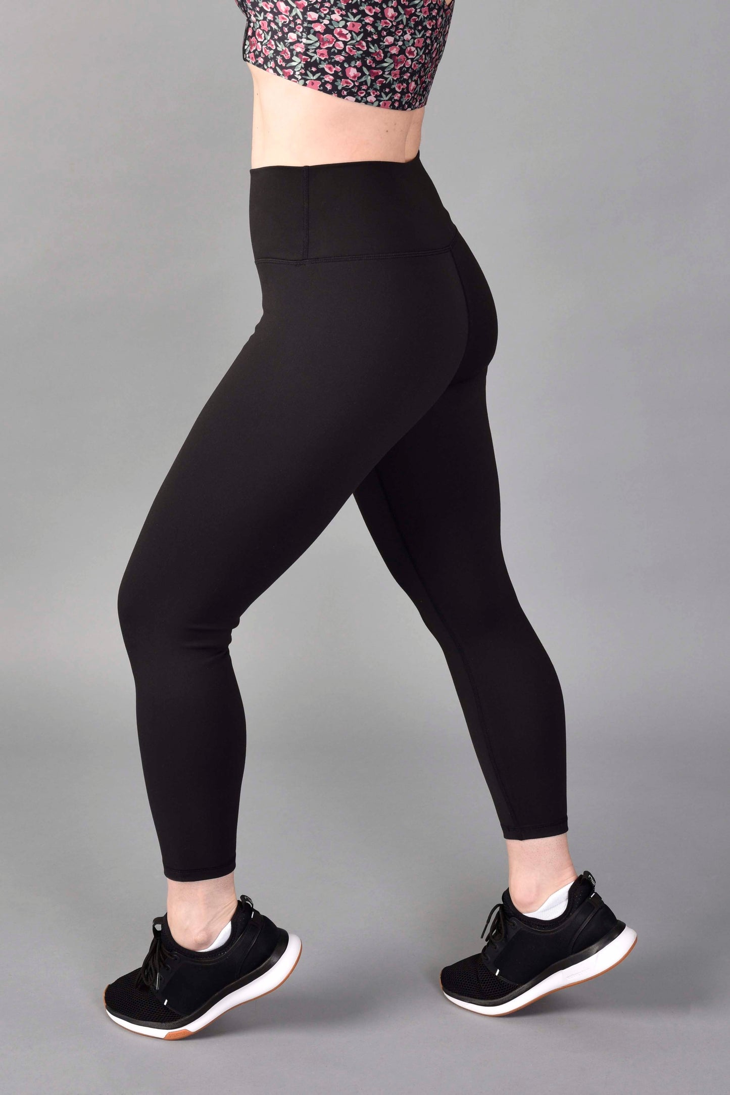 high rise recycled core compression 3/4 legging in matte black by wear love more