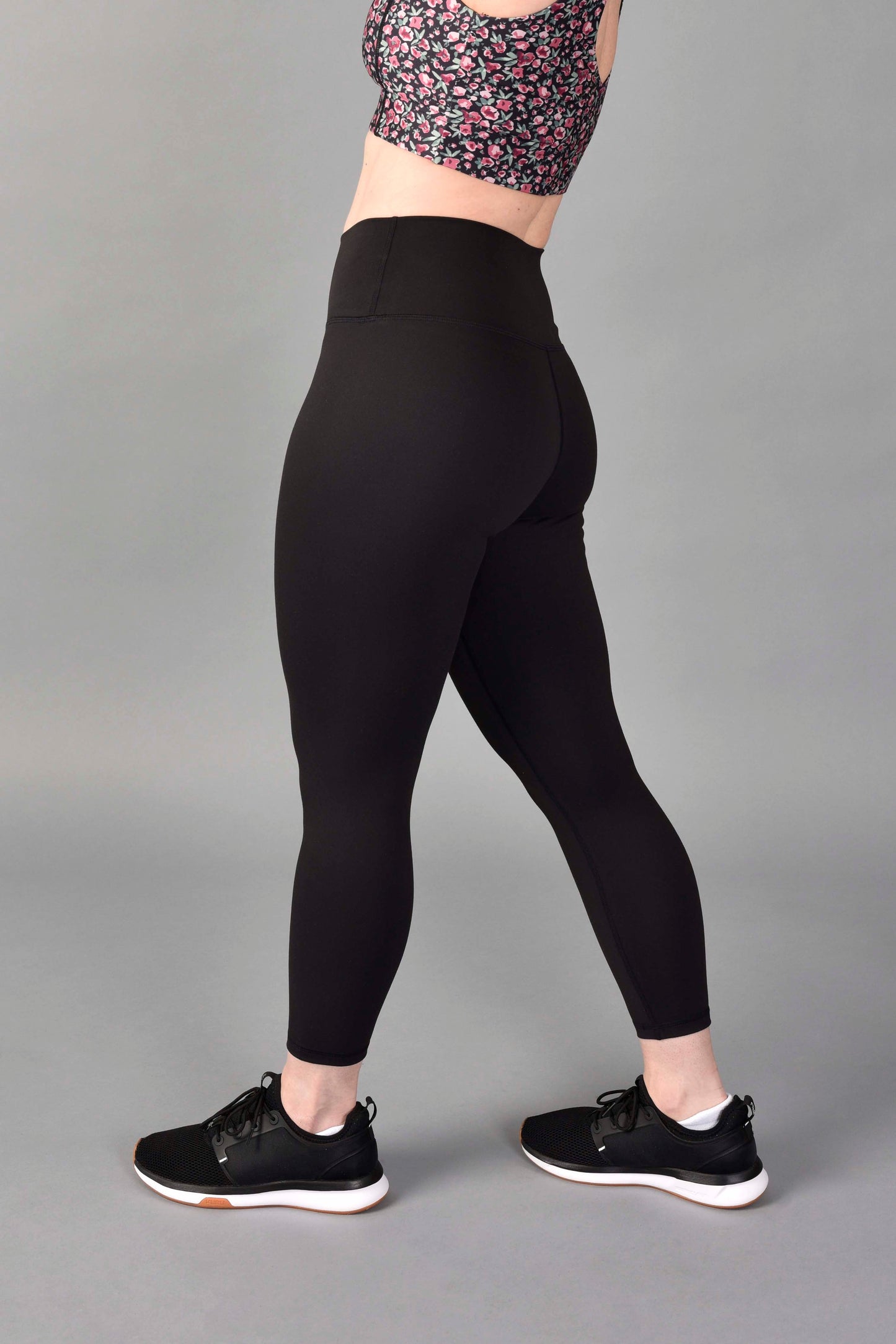 high rise recycled core compression 3/4 legging in matte black by wear love more