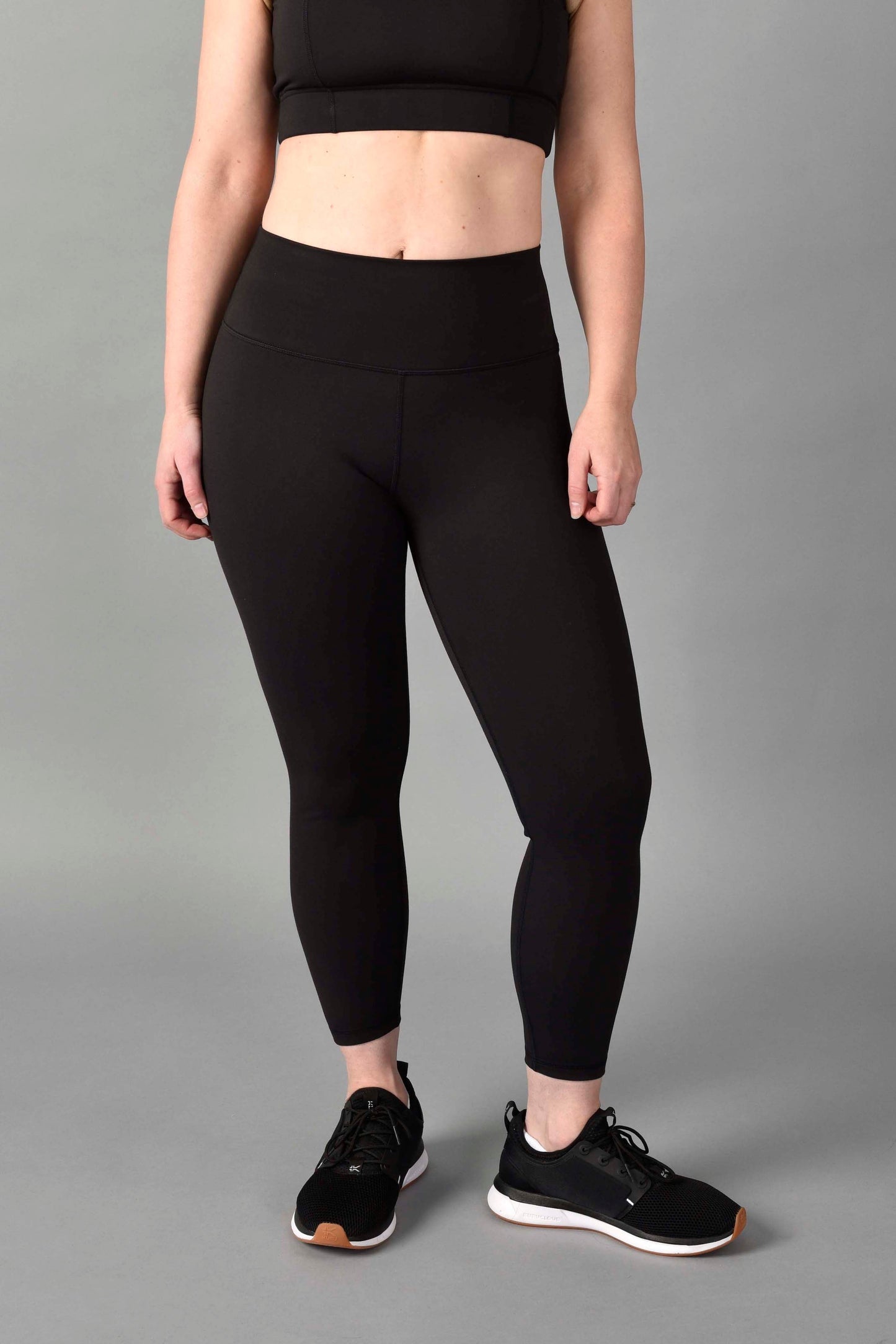 high rise recycled core compression 3/4 legging in matte black by wear love more