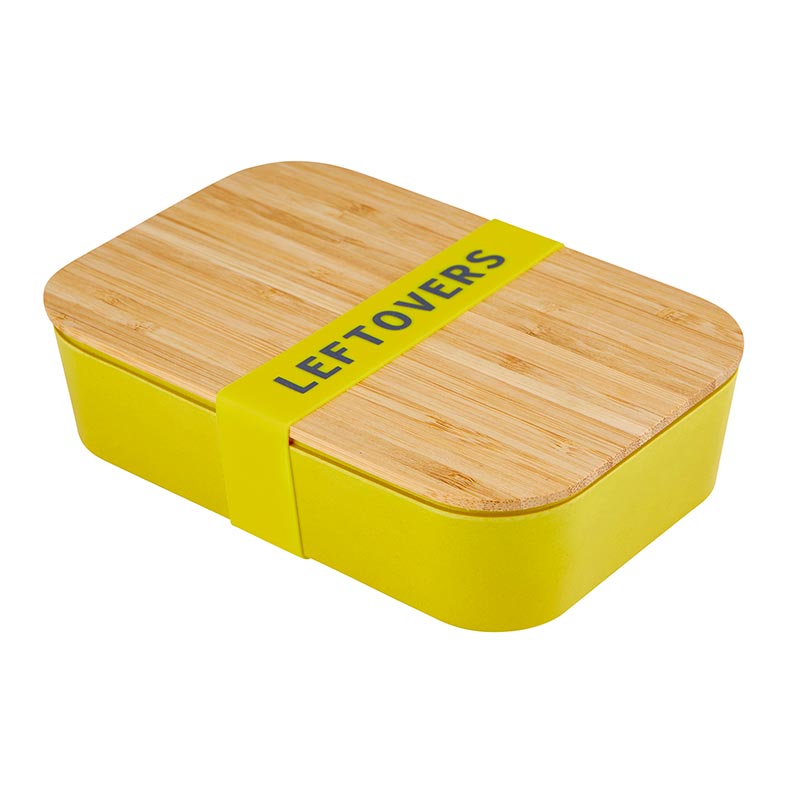 leftovers bamboo lunch box in vivid yellow | eco-friendly and sustainable | 7.5" x 5" x 2" by the bullish store