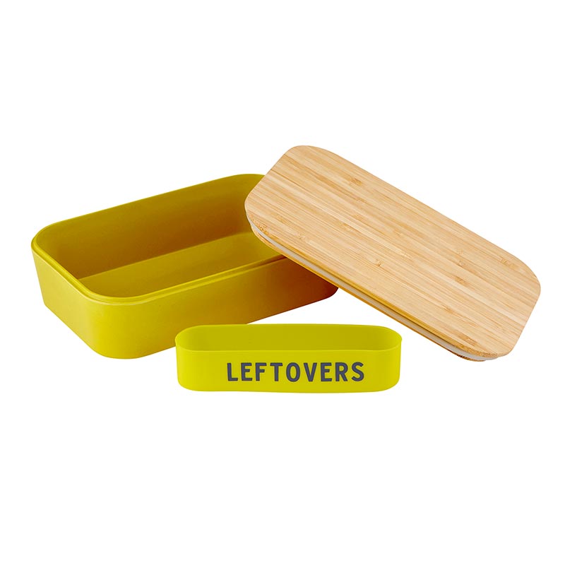 leftovers bamboo lunch box in vivid yellow | eco-friendly and sustainable | 7.5" x 5" x 2" by the bullish store