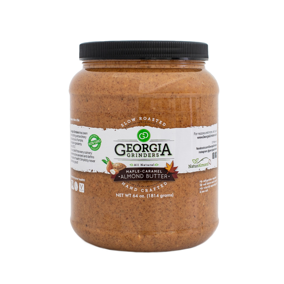 georgia grinders 64 oz bulk tub of maple caramel almond butter - (cp-cl) by georgia grinders