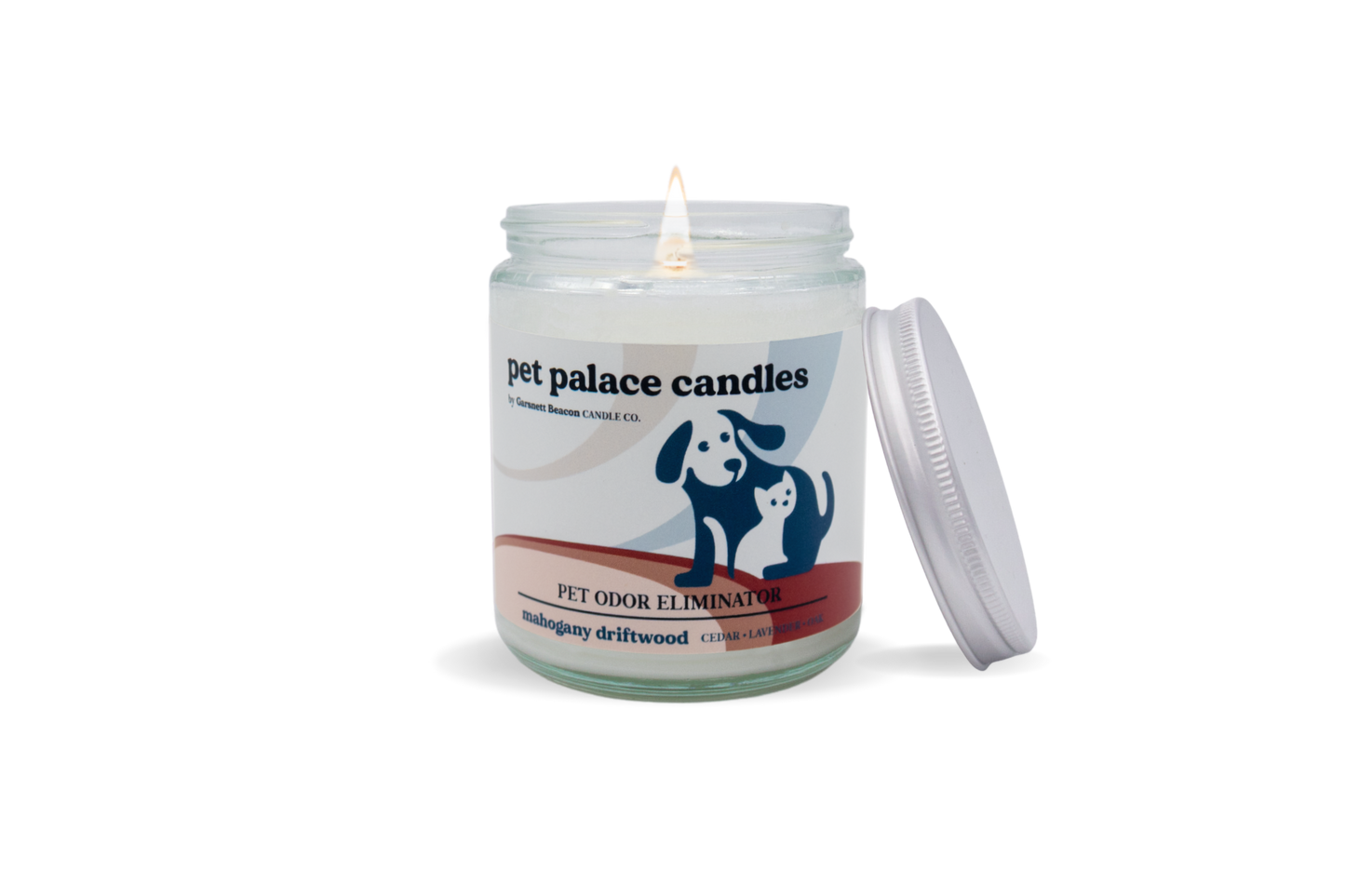 mahogany driftwood pet odor eliminator candle by garsnett beacon candle co.