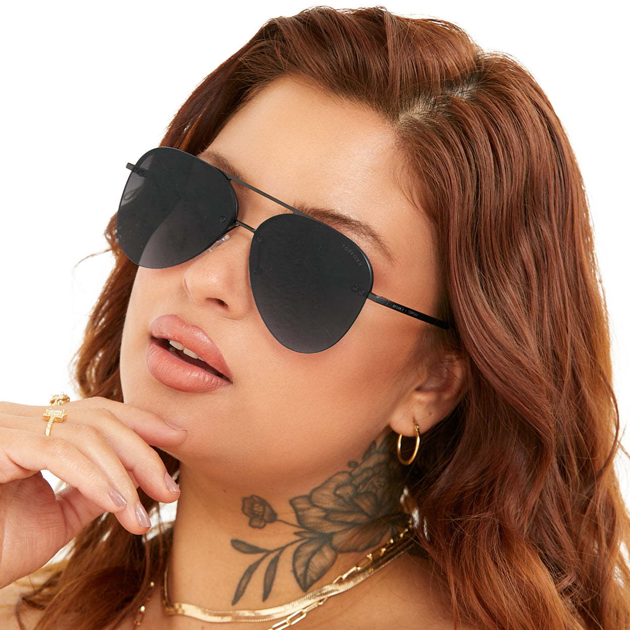 smaller megan 2 - black metal aviator sunglasses by topfoxx