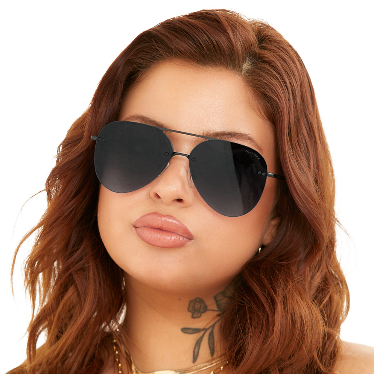 smaller megan 2 - black metal aviator sunglasses by topfoxx